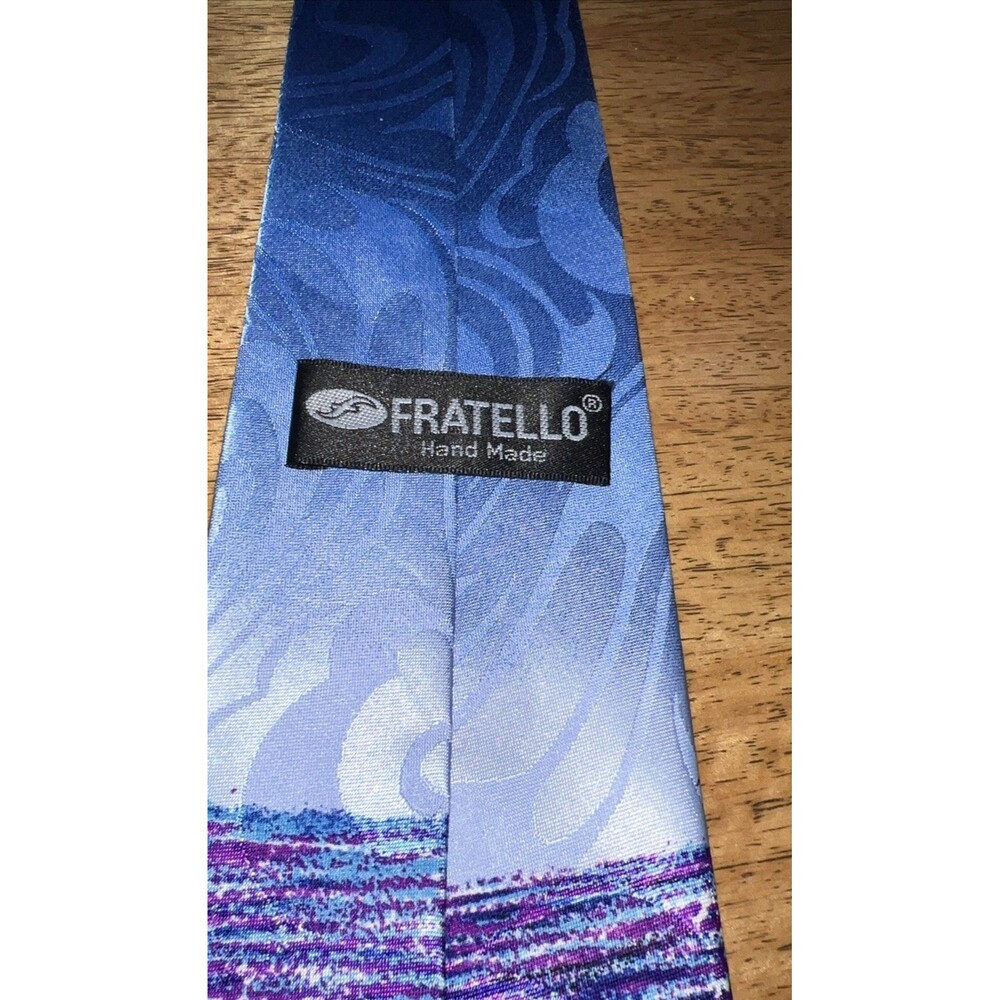 Fratello Men’s Tie Swordfish - Handmade - Vibrant Colors - 58” x 3 1/2” - Picture 4 of 5